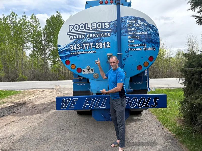 Bulk water delivery tanker supplying large volumes of water in Ottawa