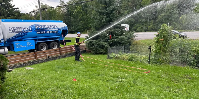 Clean potable water delivery hose connected at an Ottawa home
