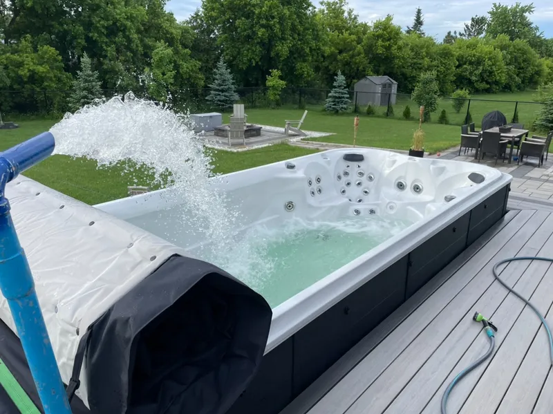 Hot tub water delivery service filling a spa in Ottawa