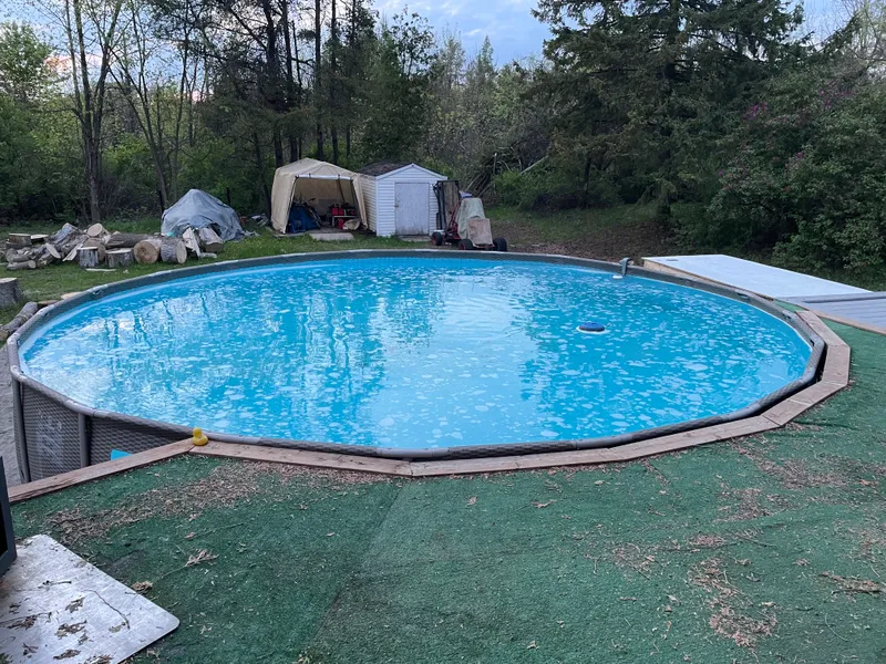 New pool installation being filled for the first time in Ottawa