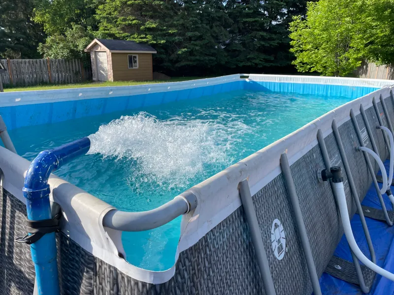 Pool being refilled after liner replacement in Ottawa